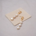 Orecchini a nodo vintage francese con tripla perla d'acqua dolce bianca pendente - Stile con 3 Perle