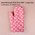 Guante de cocina rosa con diseño de corazones, algodón grueso, talla 29x16.5cm - Paquete de Par para Adultos / Corazón Rosa