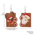Christmas earrings featuring Santa Claus and Reindeer wooden drop charms in white and red - Reindeer and Santa (E2310-9)