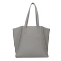 Minimalist grey large capacity PU leather tote bag with long handles for daily commuting - One Size / Gray