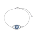 Bracciale in argento 925 con occhio di Allah e zirconi blu e bianchi finitura argento - Stile Occhio del Male a Disco (DY150234-S-W-BA) / Argento 925