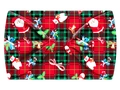 Elastic wide headband featuring Santa, polar bear, and candy cane on red plaid print - L13-Red Green Plaid Santa