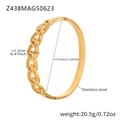 Lussuoso bracciale a ferro di cavallo in acciaio inossidabile placcato oro 18k intrecciato - Z438-Bracciale Rigido con Fibbia a Catena Spazzolata Colore Oro