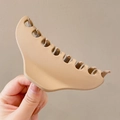 Large matte khaki shark hair clip held in hand for elegant updos and thick hair - 13# Coffee Dumpling Matte Style