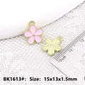 Pink tulip enamel flower charm with gold plating for DIY jewelry making 15x13mm size - 15X13X1.5mm / Pink Flower (BK1613#)