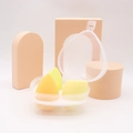 Set de tres esponjas de maquillaje amarillas y naranjas con caja de almacenamiento de corazón - Juego de 3 / Amarillo mango