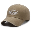 Casquette vintage délavée kaki foncé avec broderie blanche 'beats in the BELFRY' - Kaki
