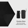 Obsidian black mini flat folding umbrella with matching storage case, compact 15cm size - Box Packaging / Obsidian Black