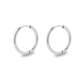 Minimalist silver stainless steel hoop earrings with polished metallic surface and shine - 2.0*14mm / Steel