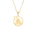 Collar con colgante Árbol de la Vida de acero inoxidable dorado para hombre y mujer - Dorado