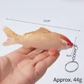Realistic orange PVC koi fish keychain with golden scales and detailed measurements - 11cm / Keychain style / Red Head Gold Body