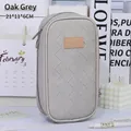 Oak Grey woven pencil case in high-quality PU leather, large capacity 21x11x6cm pouch - Oak Grey