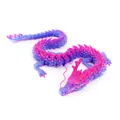 Articulated 3D printed dragon model in Crystal Sunset purple and blue gradient finish - 30CM Crystal Sunset