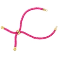Detail des verstellbaren rosa und 18K gold geflochtenen Milan-Armbands mit Metallverschluss - Rosarot 04