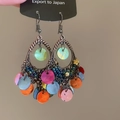 Boucles d'oreilles bohèmes géométriques avec glands en nacre et perles colorées - Style Perlé Coquille Rétro / Coloré