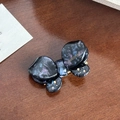Black acetate butterfly clip with blue-purple marble texture and rhinestones - Iridescent Black-4.5cm