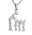 Collier en argent avec pendentif silhouette de mère et trois enfants cadeau idéal - Maman + 1 Fils 2 Filles / Argent