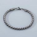 Vintage silver stainless steel Cuban link bracelet with flat twisted design and lobster clasp - Gun Black (KB203614-ZCG)