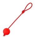 Red high-elasticity pet dog training ball with red and white nylon pulling rope handle - Small 5.0cm Rubber Ball with Rope