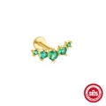 Golden S925 sterling silver ear stud featuring five emerald green gradient gemstones - Gold #7 (Arched Green Stones)