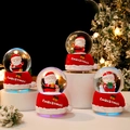 Set of four Santa Claus crystal snow globes with glowing LED lights for Christmas decor - Christmas Hat Base / 45# Light + Snow