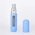 Portable 5ml blue matte refillable perfume atomizer with silver spray nozzle and window - Aqua