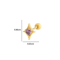 Gold flower star cartilage stud earring with purple heart zircon and screw back - 7# Gold