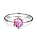 S925 sterling silver ring featuring a 1 carat round pink moissanite in a six-prong setting - Size 5 / Pink