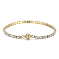 Minimalist gold tennis bracelet with clear cubic zirconia and a magnetic clasp - Gold Color (2.5mm*160mm)