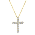 Elegante collana a croce in argento sterling s925 dorato con brillanti zirconi cubici - Oro