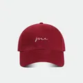 Burgundy cotton baseball cap with white me embroidery for large head sizes - Me Embroidery Cap-Wine Red
