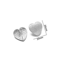 Silver stainless steel heart stud earrings with matte texture and 20mm size detail - 20x20mm Dotted Heart Studs / Steel