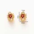 Detail view of 18k gold plated strawberry pendant with red zircon stones and 12mm height - Strawberry Pendant