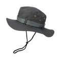 Dark grey western cowboy style wide brim sun hat with adjustable windproof drawstring - One Size / Dark Gray