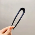 Minimalist black U-shaped hair fork clip for women bun styling and daily hair accessory - ABS / Black
