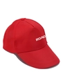 Vibrant red kids baseball cap featuring white ROAD text in durable cotton twill fabric - Red Letter Hat