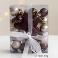30pcs champagne Christmas ball set with glitter star topper in transparent box - Champagne Brown Series