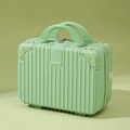 Mini 14-inch hard shell vanity case in light green with vertical stripes and handle - 14" / Apple Green