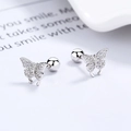 Ohrstecker aus 925er Sterlingsilber mit Schmetterling, Zirkon-Besatz und Schraubverschluss - 925er Silber / Weißgold