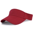 Breathable burgundy cotton sun visor hat for running and outdoor sports activities - One Size / Red