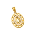 Colgante letra D de acero inoxidable chapado en oro 18k con nácar y calados de corazón - Letra D (Colgante Suelto)
