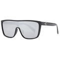Occhiali da sole oversize neri con lenti riflettenti argento e logo metallico sulle aste - Montatura Nera Specchio Argento