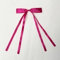 Rose red oversized satin bow hair clip with long ribbons and spring fastening - Ribbon Duckbill Clip / Rose Red