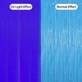 Rideau de franges néon macaron avec fluorescence UV violette et finition bleu clair - Rideau à Franges Bleu Néon