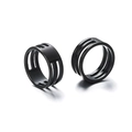 Two black stainless steel open rings with three-stripe hollow design in matte finish - Inner Diameter 17mm / Black