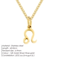 Elegant 14K gold plated stainless steel Leo zodiac sign pendant necklace for women - Leo / Gold