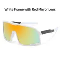 Sports sunglasses with white frame and red mercury mirrored lenses for outdoor cycling - White Frame Red Mirrored Lens