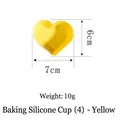 Set di 4 stampi in silicone giallo a forma di cuore, pirottini da forno da 7x6cm - Forma di Cuore-Giallo