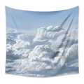 Detailed texture of bohemian sky oil painting tapestry with neat stitching on edges - 73X95CM / Blue Sky Clouds (Brushed)
