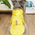 Waterproof yellow pet raincoat with reflective stripe and honeycomb texture for dogs - L / Yellow